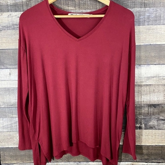 Michael Stars V-Neck Long Sleeve Top - Picture 1 of 4